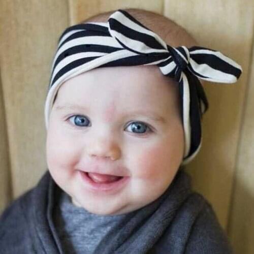 Striped Hair Bandage Tie Band Headband Bow For Children Newborn Kids Headwear Baby Girl Accessories Bowknot Rabbit Ear Turban