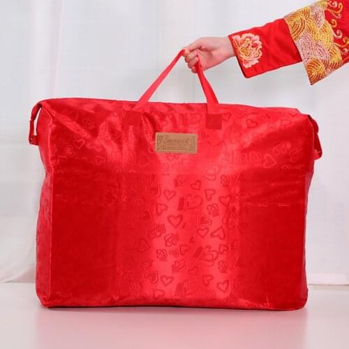 Chinese style festive wedding supplies storage quilt bag wedding red handbag women dowry supplies