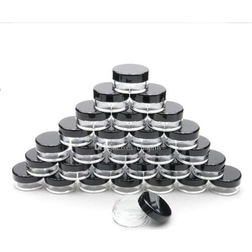 5G 5ML High Quality Empty Clear Container Jar Pot With Black Lids for Powder Makeup, Cream, Lotion, Lip Balm/Gloss, Cosmetic Sa