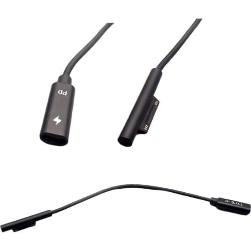 USB-C Female PD Charging Connector Power Adapter Cable for Microsoft Surface Pro 3 4 5 6 Go Converter Laptop Charger Cord