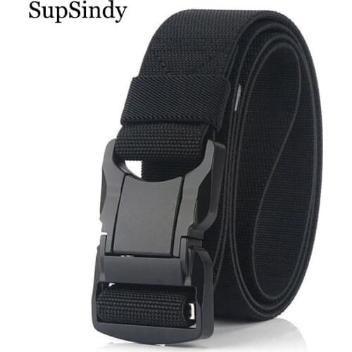 SupSindy Military Army Combat Nylon Tactical belts for Men Aluminum Buckle Stretch elastic male strap Outdoor Training Waistband