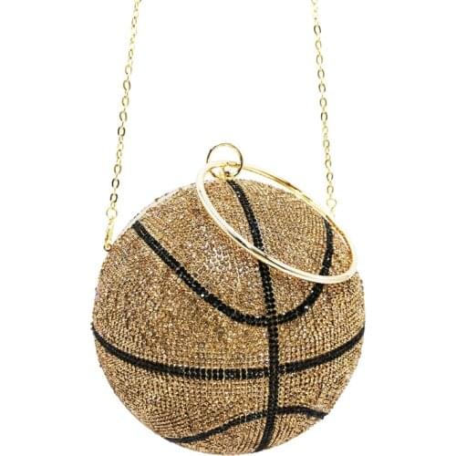 Luxury Diamond Basketball Clutch Bags for Women Football Shape Wedding Party Purse and Handbag Gold Silver Evening Bag