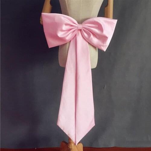 Seperate Pink Satin Bow Party Dress Knots Removeable Prom Dresses Satin Knots With Ribbon