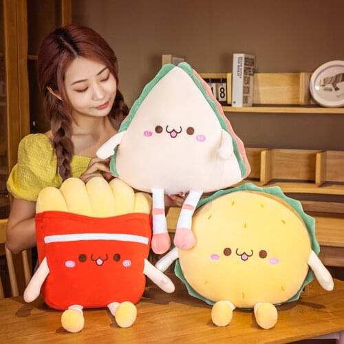 Nice Lovely Reallike Food Hamburger Sandwich French Fries Plush Toy Kawaii Stuffed Pillows for Home Sofa Back Cushion Nice Gift