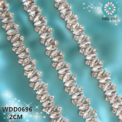 10 yards wedding dress bridal beaded silver rose gold crystal rhinestone applique trim iron on for dresses WDD0696