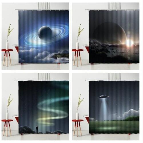 Spaceship Shower Curtain Spaceship Alien’s Blackout Curtains The Bedroom Bath Screen Fabric Curtains Bathroom Furniture Supplies