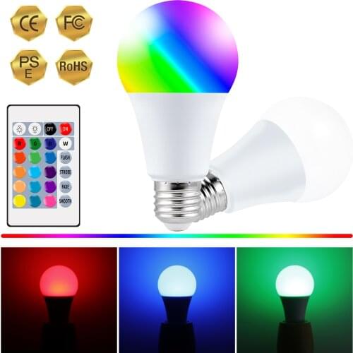 E27 Smart Control Lamp Led RGB Light Dimmable 5W 10W 15W RGBW Led Lamp Colorful Changing Bulb Led Lampada RGBW White Decor Home