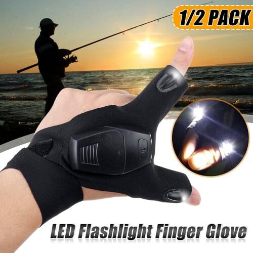 Universal Rescue Finger Gloves with LED Light Flashlight Outdoor Cycling Night Fishing Gloves
