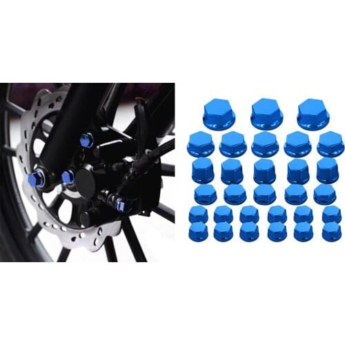 30Pc Motorcycle Nut Screw Cover For Yamaha For Kawasaki Blue