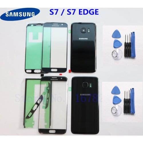 Battery Back Cover Glass Door Housing + LCD Front Touch Screen Glass Outer Lens For Samsung Galaxy S7 G930 G930F S7 Edge G935F