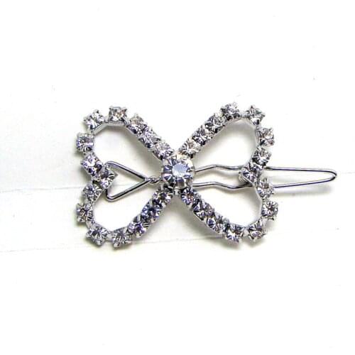 New 35x25mm fancy rhinestone butterfly hearts new hinge clip hair barrette wedding ornament jewelry accessory 1DZx