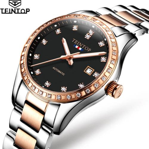 Women Watch TEINTOP Luxury Brand Mechanical Sapphire Clock Full Stainless Steel Sapphire Luminous Womens Watches Automatic Watch