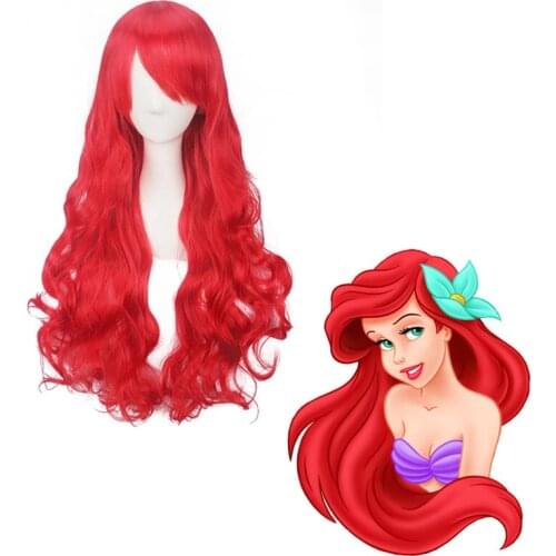The Little Mermaid Princess Ariel Cosplay Wig for Women Halloween Costume for Girls Play Wig Party Stage Red Long Hair