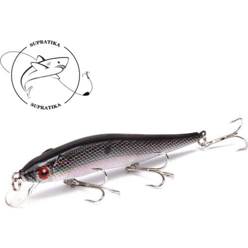 1Piece 11.5cm 15g 3D Eyes Stripe Lifelike Minnow Lure With 3 #6 Hooks Sea Fishing Tackle Hard Baits Fishing Bait Lures Pesca