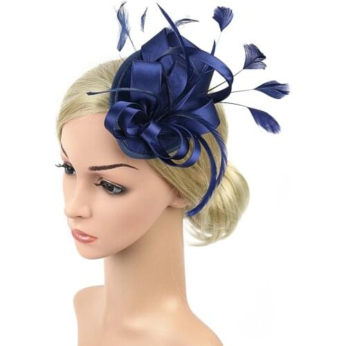 1Pc Satin Feather Women Fascinators Clip Ladies Day Races Wedding Party Bridal Tiara Bride Hair Band Party Wedding Headpiece