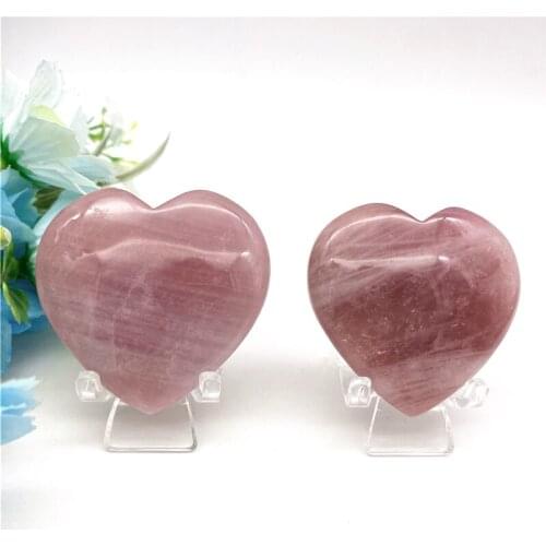 1PC Natural Lavender Rose Quartz Love Heart Shape Specimen Healing Polished Stone Gemstones for Home Decoration Gift Diy