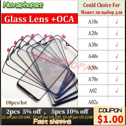 Black Digitizer LCD Sensor Panel For Samsung Galaxy A10s A20s A30s A40s A50s A70s A02 A02s Touch Screen Glass lens OCA 10pcs/lot