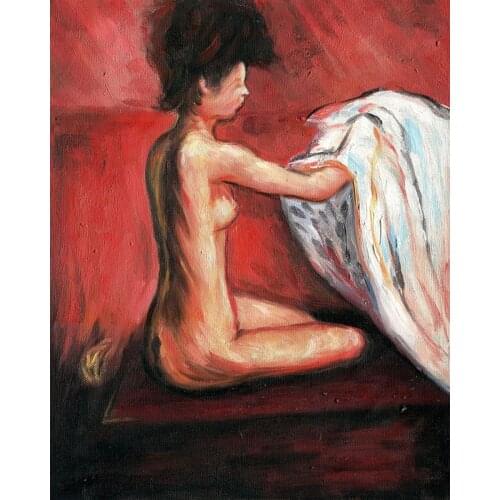 100% Handmade Abstract Painting Nude - Paris Nude by Edvard Munch, Art Nude Painting on Canvas Wall Art Vertical