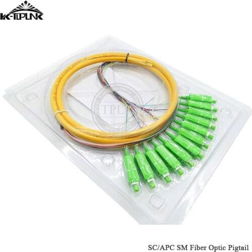 12core APC pigtail 1.5m Singlemode APC connector Fiber optic pigtail cable 12 core with Yellow