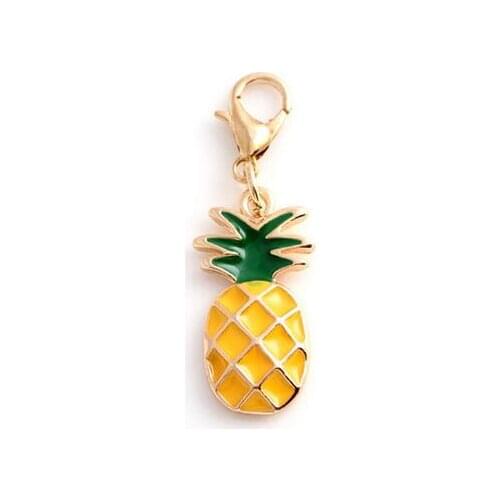 20pcs/lot Pineapple Floating Pendant Charms With Lobster clasp Fit For Memory Locket Bracelet Necklace