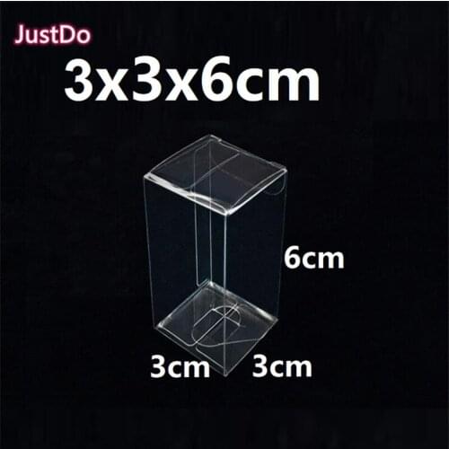 3*3*6cm 50pcs Clear PVC Box Packaging Boxes Wedding Packing Gift Box Small Transparent Plastic Square Beauty Storage Box