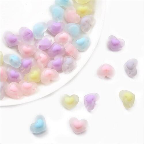 40pcs/lot new creative matte heart acrylic bead connectors for diy earrings bracelet hairpin jewelry making accessories material
