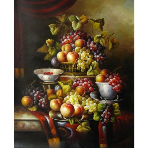 Free shipping classical oil painting still life fruit plate decoration canvas printings on canvas wall art decoration picture