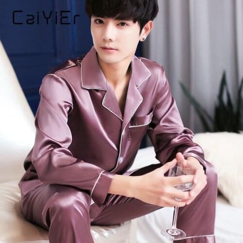 Caiyier Mens Silk Pajamas
