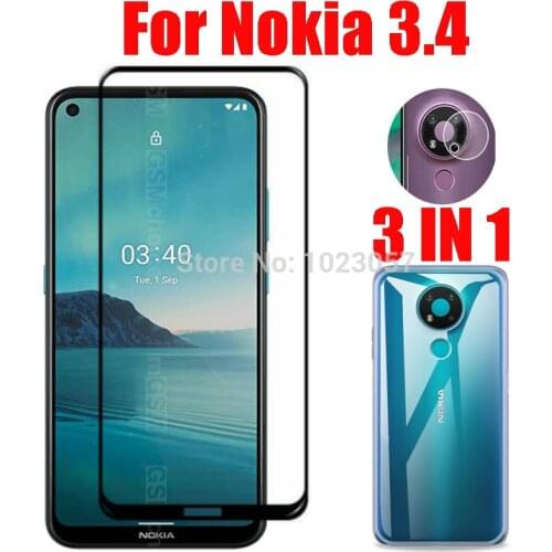 3-in-1 Case + Camera Tempered Glass On For Nokia 3.4 ScreenProtector Glass For Nokia 3.4 2.5D Glass