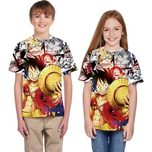 Kids O-neck Short Sleeve 3D Digital Print Lufei Design Casual Cartoon Summer T-shirts Boys Casual Streetwear T-shirts