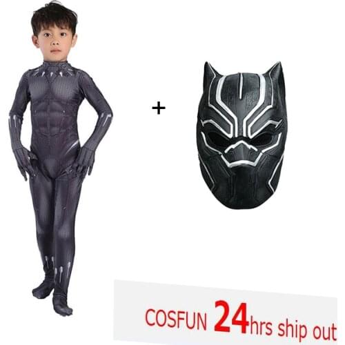 Kid Costume for boys Black Panther Costume NEW VERSION T'Challa cosplay costume Halloween Costume For Adult BP suit