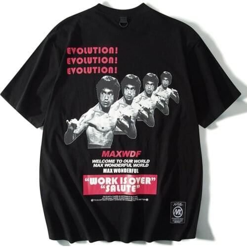 Men T Shirt Hip Hop Bruce Lee Printed 100% Cotton Tees 2021 Summer Streetwear Oversized T Shirt for Men Hip Hop Male T-shirts