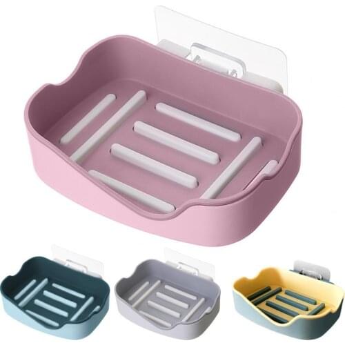 Double Layer Soap Rack Waterproof Self Adhesive with Drain Puchfree Wall Mounted Soap Box for Bathroom Storage Shelf