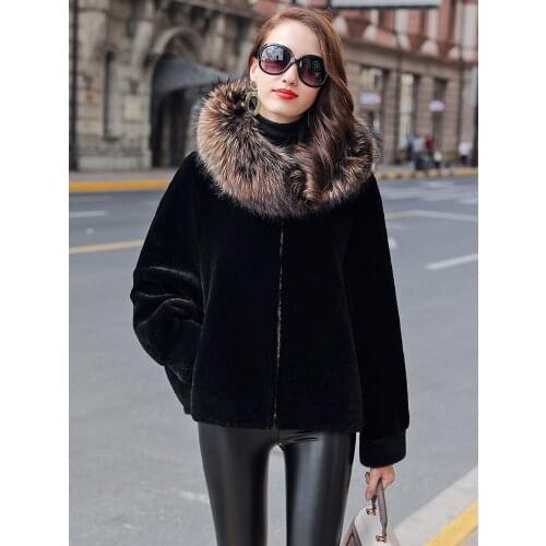 Faced Double Fur Coat Female Natural Wool Fur Coats Winter Jacket Women Raccoon Fur Collar Genuine Leather Jacket MY4462 s