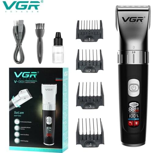VGR Electric Hair Clipper USB Rechargeable Port LED Digital Display Professional Barber Cordless Clipper Salon Home Hair Trimmer