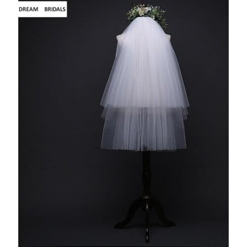 2019 Soft Tulle Two Layers Bridal Veils Cut Edge Wedding Accessories Fingertip Veil With Comb For Wedding Dress Women