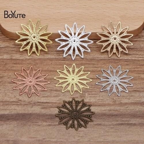 BoYuTe (100 Pieces/Lot) 26MM Metal Brass Filigree Flower Findings Diy Jewelry Making Hand Made Materials Wholesale
