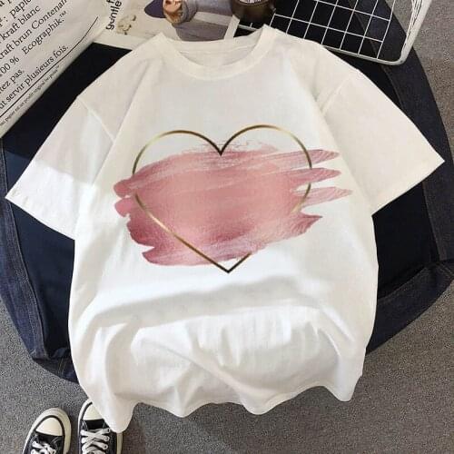 Sweet heart funny printed T-shirt Womens T-shirt fashion casual white T-shirt Harajuku graphic T-shirt short sleeve