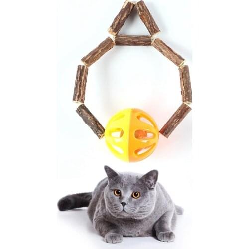 Legendog Cat Teething Toy Wooden Small Kitten Teething Ring Kitten Chew Toy With Bell Cat Molar Toy Pet Cat Cleaning Teeth Toy