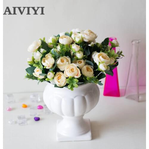 Artificial Plastic Branch Flower Wedding Home Decor Garden Artificial Plants Fake Plastic Milan Grass Foliage Plant Tree