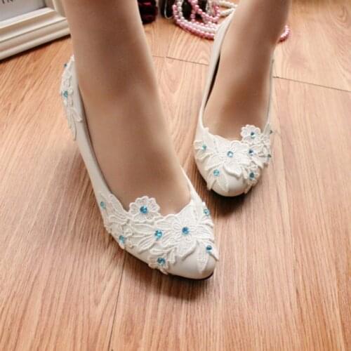 Handmade lace wedding shoes bride wedding shoes white Bridesmaid shoes fashion shoes