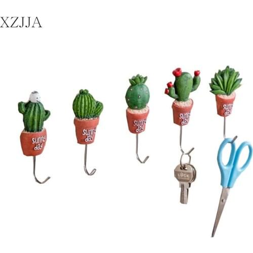 XZJJA Stainless Steel Hook Creative Cactus Kitchen Wall Door Hanger Sundries Cute Hooks Clothes Hangers Rails Holder Organizer