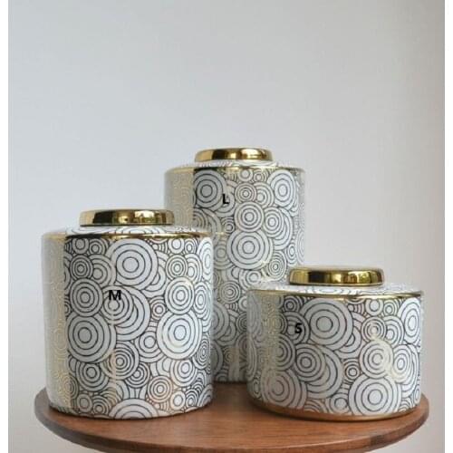 L.M.S European style decoration ceramic round tin decorative pot porcelain office decoration