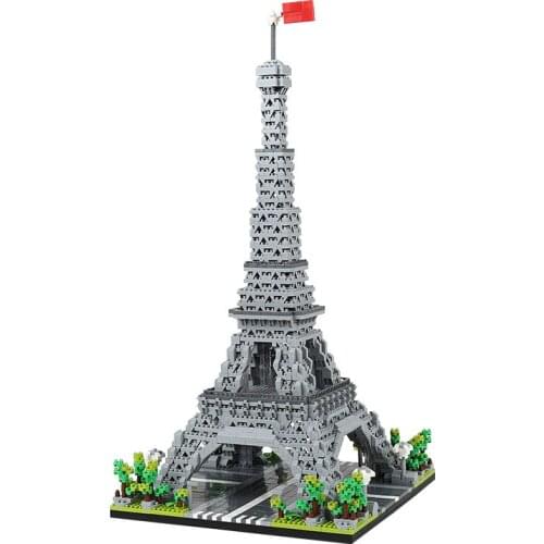 LZ 8002 World Architecture The Paris Eiffel Tower 3D Model Mini Building Blocks DIY Micro Diamond Brick Block Gift Toy No Box