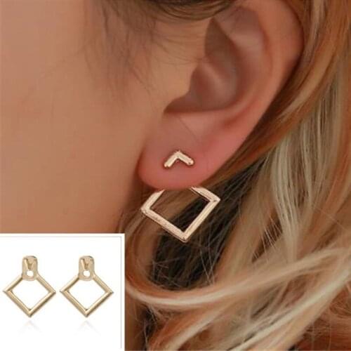 Fashion Earrings Simple Creative Metal Geometric Hollow Box Temperament Wild Earring Friends Gift