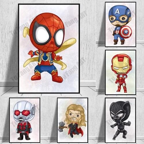 Marvel Superhero Cartoon Wall Art Posters and Prints Captain America Canvas Painting Pictures Kids Room Decor Home Decoration