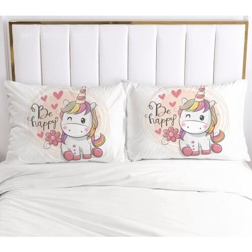 3D Unicorn 2PCS Pillow Cases Cartoon Decoration Throw Pillow Cover Bedding PillowCase For Children Kids Baby Girls 50x75 50x70