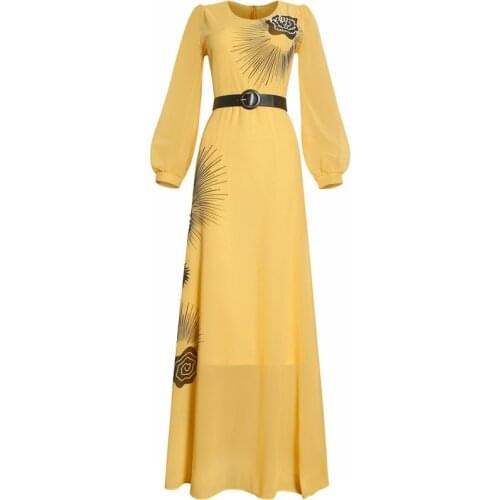 2021 New African Print Dresses For Women Chiffon Kaftan Abayas Ankara Dashiki Dress Long Sleeve Elegant Ladies Clothes Boubou