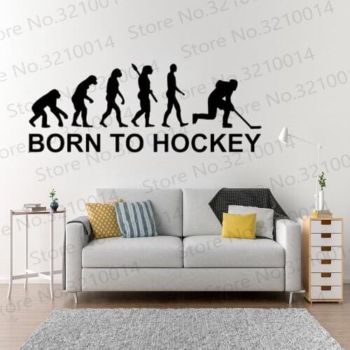 New Wall Stickers Kids Rooms Stickers Born to Hockey Evolution Vinyl Decal Sticker Art Decor Removable Decal PW754