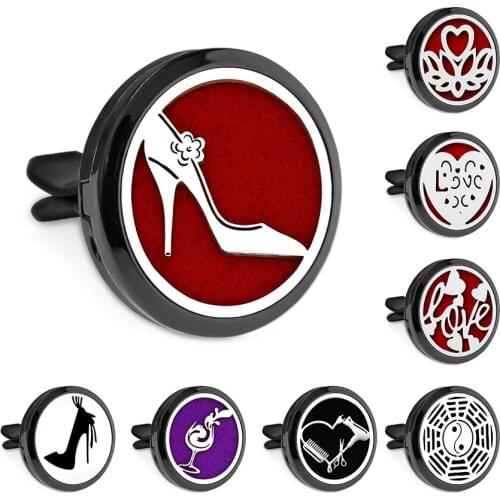 New Arrival High Heel Shoes Black 30mm Magnet Open Essential Oil Car Vent Clip Perfume Diffuser Locket Free 10 Pads